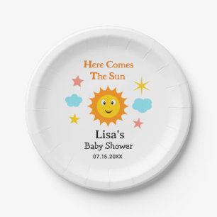 Smiling Sunshine Here Comes The Sun Baby Shower  Paper Plate