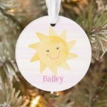 Smiling Sunshine Kids Keepsake Christmas Ornament<br><div class="desc">This design features a pretty watercolor smiling sunshine. Click the customize button for more flexibility with adding your text! Variations of this design, additional colours, as well as coordinating products are available in our shop, zazzle.com/store/doodlelulu. Contact us if you need this design applied to a specific product to create your...</div>