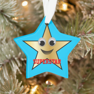 Smiling Superstar Character Gold Coloured Ornament
