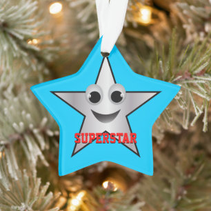 Smiling Superstar Character Silver Coloured Ornament