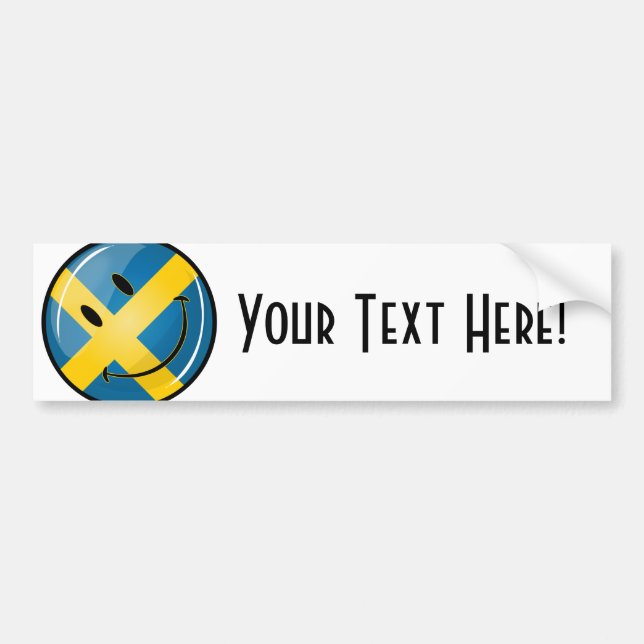 Smiling Swedish Flag Bumper Sticker (Front)