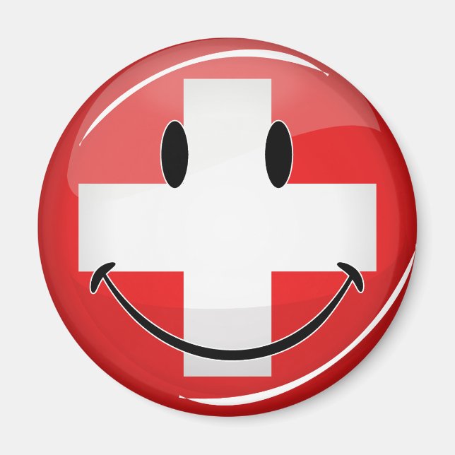 Smiling Swiss Flag Magnet (Front)