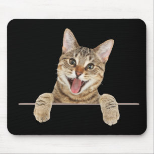 Smiling Tabby Cat Mouse Pad
