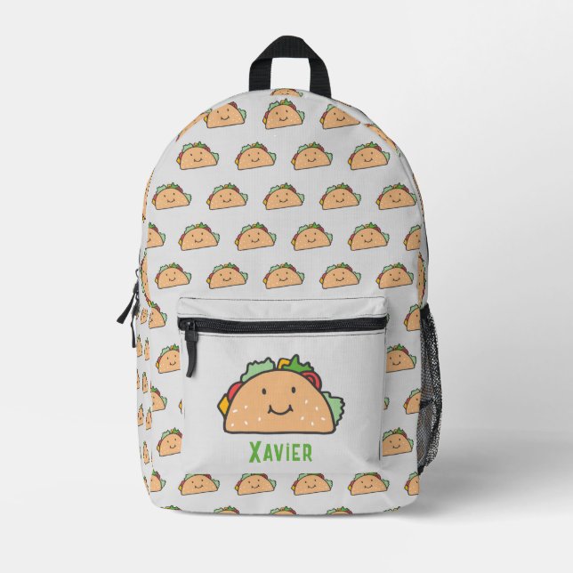 Smiling Taco Personalized  Printed Backpack (Front)