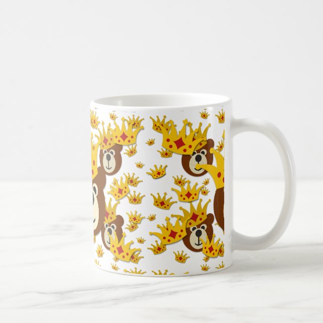 Smiling Teddy Bear with Crown Coffee Mug (Right)
