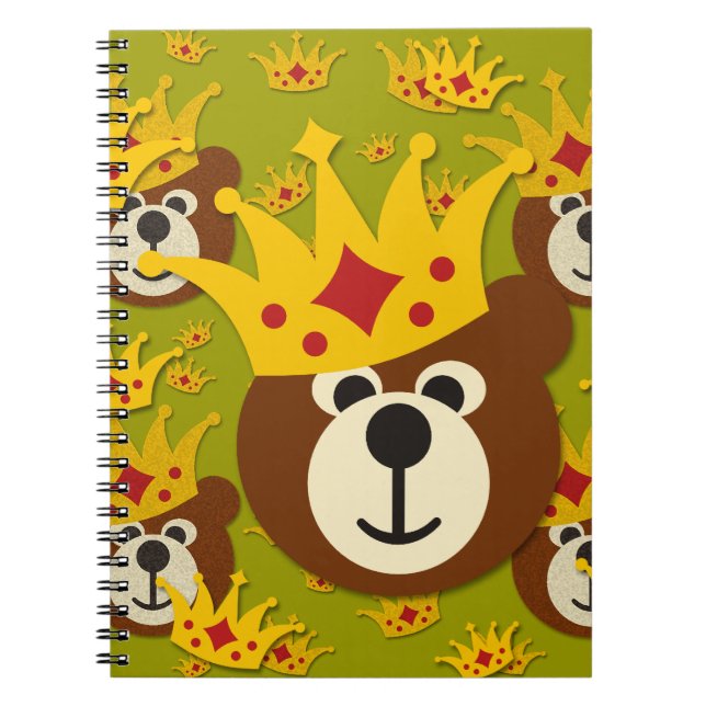 Smiling Teddy Bear with Crown Notebook (Front)