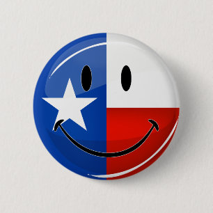 Smiling Texas Flag 2 Inch Round Button