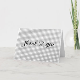Smiling Thank You Heart On Gingham Card