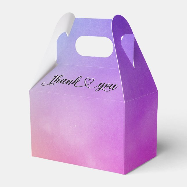 Smiling Thank You Heart On Watercolor Favor Box (Front Side)