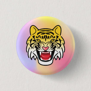 Smiling Tiger Face Artwork-21876 1 Inch Round Button