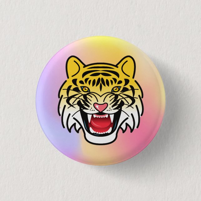 Smiling Tiger Face Artwork-21876 1 Inch Round Button (Front)