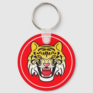 Smiling Tiger Face Artwork-21876 Keychain