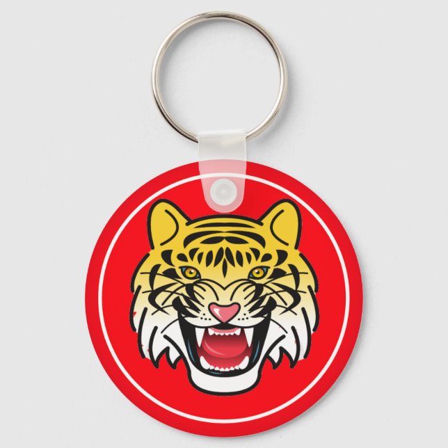 Smiling Tiger Face Artwork-21876 Keychain (Front)