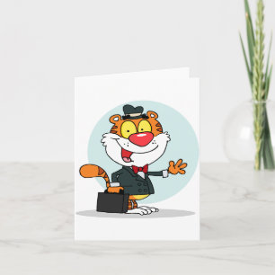 Smiling Tiger Holding A Briefcase Note Cards