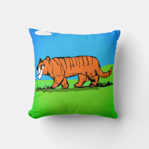 Smiling Tiger Throw Pillow