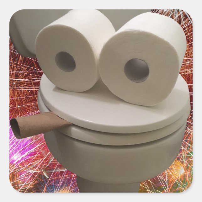 Smiling Toilet Face Square Sticker (Front)