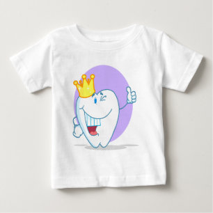 Smiling Tooth Cartoon Character With Golden Crown Baby T-Shirt