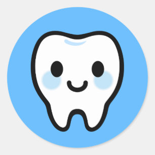 Smiling Tooth Character – Cute & Clean Illustratio Classic Round Sticker