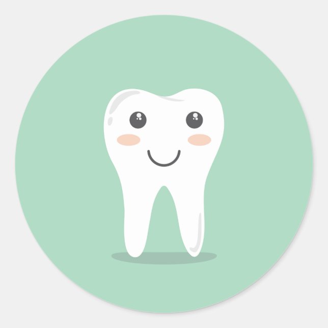 Smiling Tooth Dental Health Classic Round Sticker (Front)