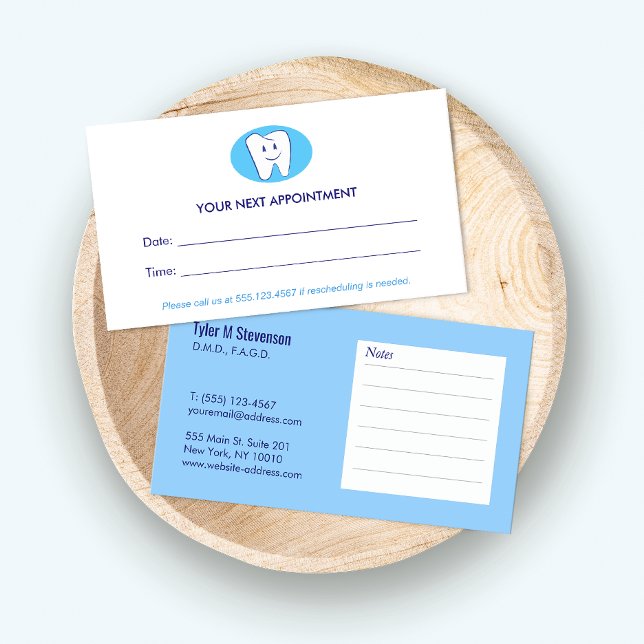 Smiling Tooth Dentist Office Appointment Reminder Card (Creator Uploaded)