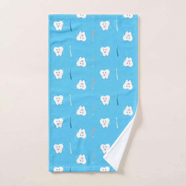 Smiling Tooth for Dentists Blue Hand Towel (Hand Towel)