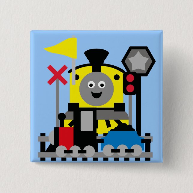 Smiling Train 2 Inch Square Button (Front)