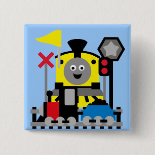 Smiling Train 2 Inch Square Button