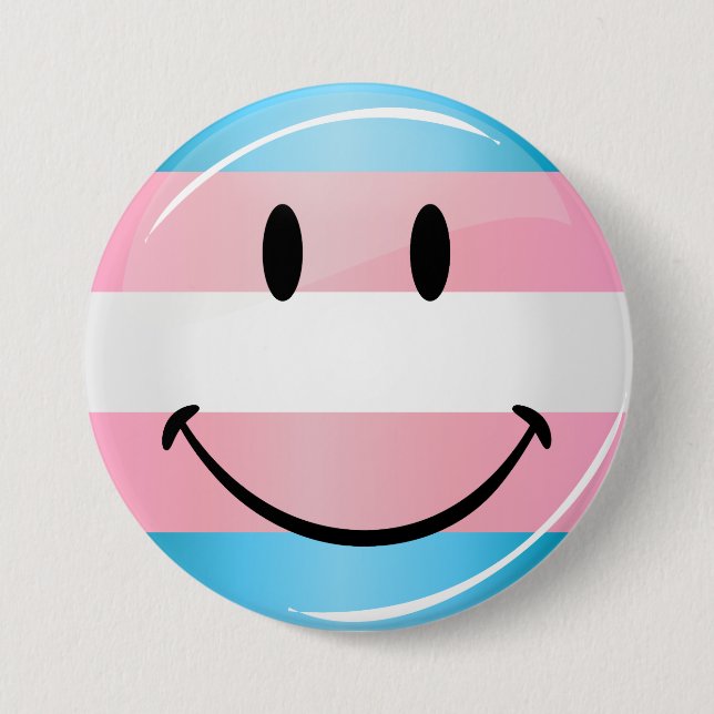 Smiling Transgender Flag 3 Inch Round Button (Front)