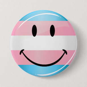 Smiling Transgender Flag 3 Inch Round Button