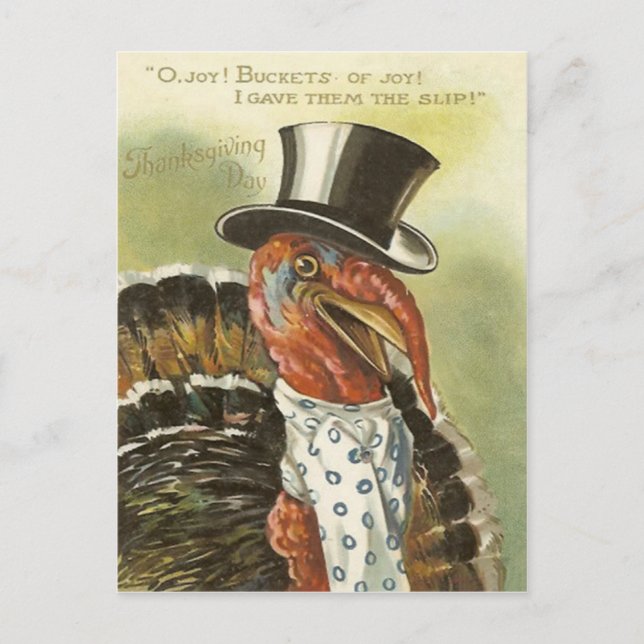 Smiling Turkey Top Hat Postcard (Front)