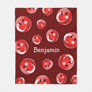 Smiling Turkish Flag Fleece Blanket
