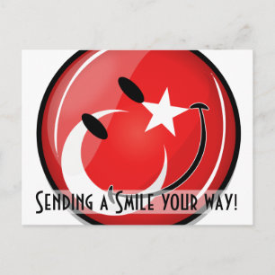 Smiling Turkish Flag Postcard