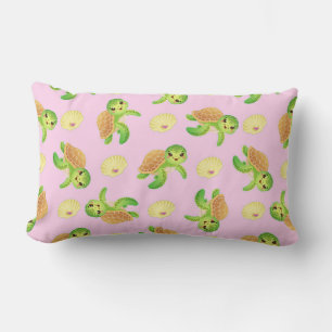 Smiling Turtles and Shells Lumbar Pillow
