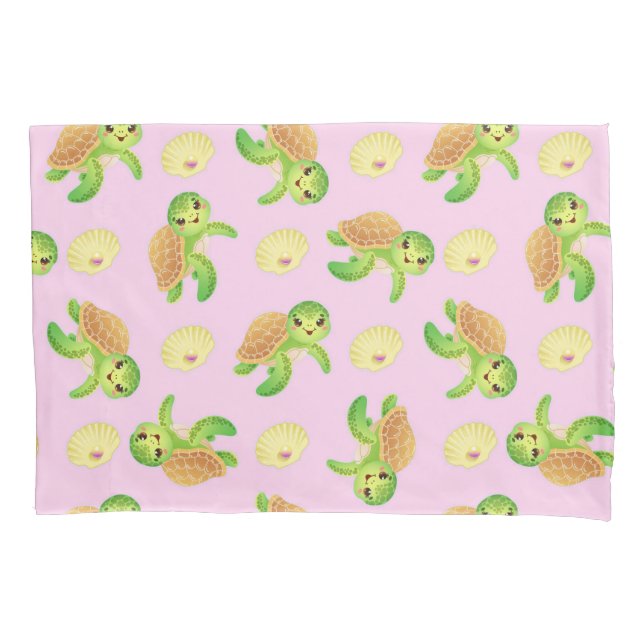 Smiling Turtles and Shells Pillowcase (Front)