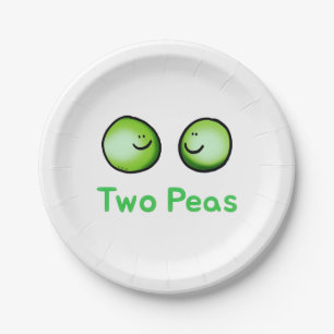 Smiling Two Peas Cute Friendship Art Paper Plate