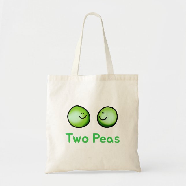 Smiling Two Peas Cute Friendship Art Tote Bag (Front)