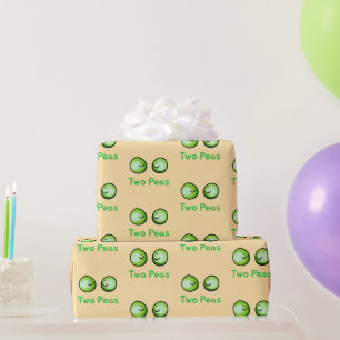 Smiling Two Peas Cute Friendship Art Wrapping Paper