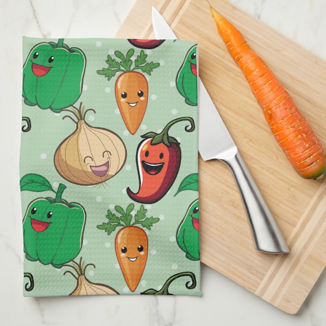 Smiling Veggies Kitchen Towel (Creator Uploaded)