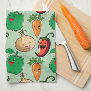 Smiling Veggies Kitchen Towel