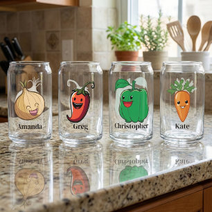 Smiling Veggies Personalized For Kids Can Glass