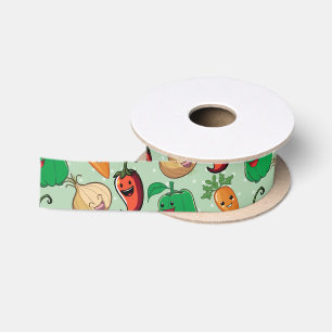 Smiling Veggies Satin Ribbon
