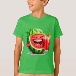 Smiling Watermelon Character Enjoying T-Shirt