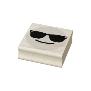 Smiling with Sunglasses Emoji Rubber Stamp 