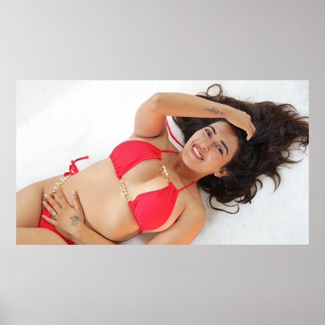 Smiling Woman In Red Bikini Poster (Front)
