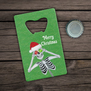 Smiling XMas Squelette Santa Hat Ornements Vert