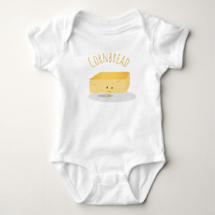 Smiling Yellow Cornbread Square Word Baby Bodysuit