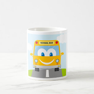 Smiling Yellow School Bus Coffee Mug