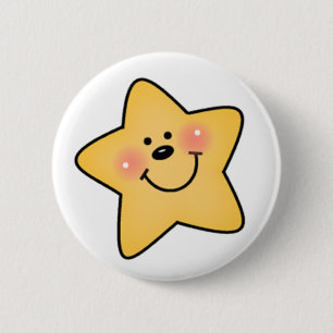 Smiling Yellow Star 2 Inch Round Button