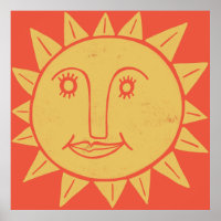 Smiling Yellow Sun Art