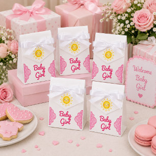 Smiling Yellow Sun Baby Girl Shower Favor Box